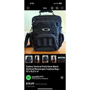 Oakley Tactical Field Gear Black Vertical Messenger/Laptop Bag ~ 12"x 15.5"x 4"